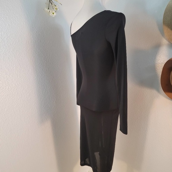 H:OURS x REVOLVE BRANDEN MIDI BLACK ASYMMETRICAL CUT LACE UP DRESS SIZE XSMALL - Picture 7 of 12